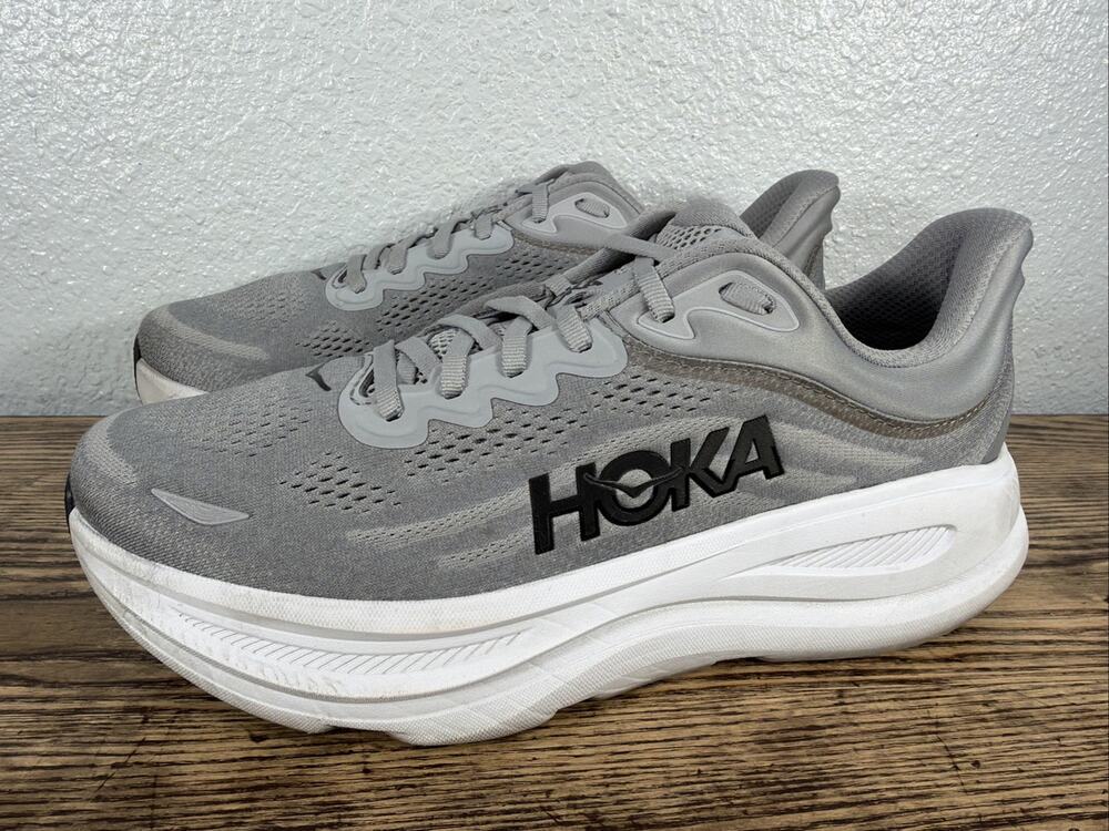 HOKA Bondi 9 Mens 11.5 D Galactic Grey Stellar Grey Running Shoes 1162011-GCTC